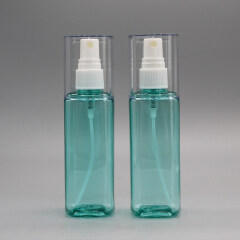 120ml Plastic Square Clear Cosmetic Spray Pump Bottle for Face Cream