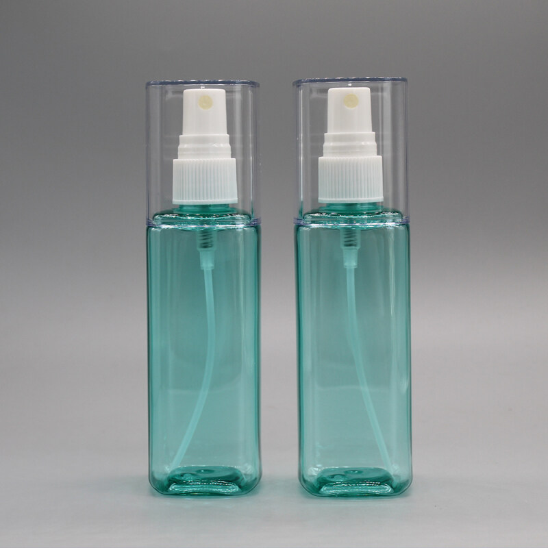 120ml Plastic Square Clear Cosmetic Spray Pump Bottle for Face Cream