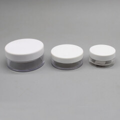 5g Plastic Clear Round Loose Powder Jar with Sifter 5g  with White Cap