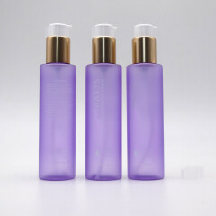 Duannypack 150ml round light matte purple cosmetic 150ml pet bottle lotion with gold pump
