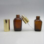 Wholesale Amber Square Glass Cosmetic Lotion Pump Bottle for Cosmetics