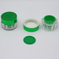 Octagon modern cosmetic  green cream luxury cosmetic packaging jar DNJA-543