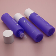 Duannypack 100ml 120ml 150ml round shape very peri cosmetic facial plastic frosted toner bottle set