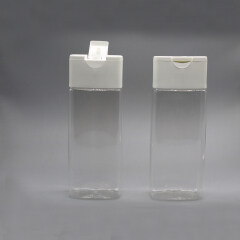 200ml Square Clear Shampoo PET Bottle with White Flip Top Cap