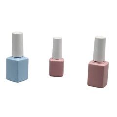 Green Square Glass Nail Gel Bottle with Cap and Brush