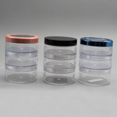 35g Stackable Wide Mouth Cosmetic Clear Loose Powder Jar with Net