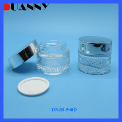 Round 30g 50g Small Glass Clear Cosmetic Cream Jar Container with Screw Cap DNJB-500