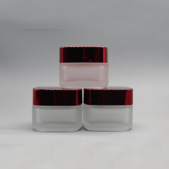 DNJB-514 Cosmetic Square 50Ml Cream White Glass Storage Jar With Lid