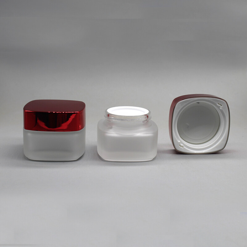 Cosmetic Square 50Ml Cream White Glass Storage Jar With Lid DNJB-514