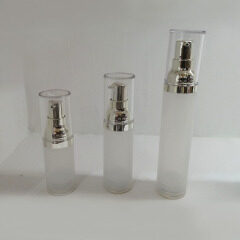 Duannypack 15ml 30ml 50ml Eco Friendly 30ml Plastic Round matte clear  Cosmetic Airless Pump Bottle for Skin Care