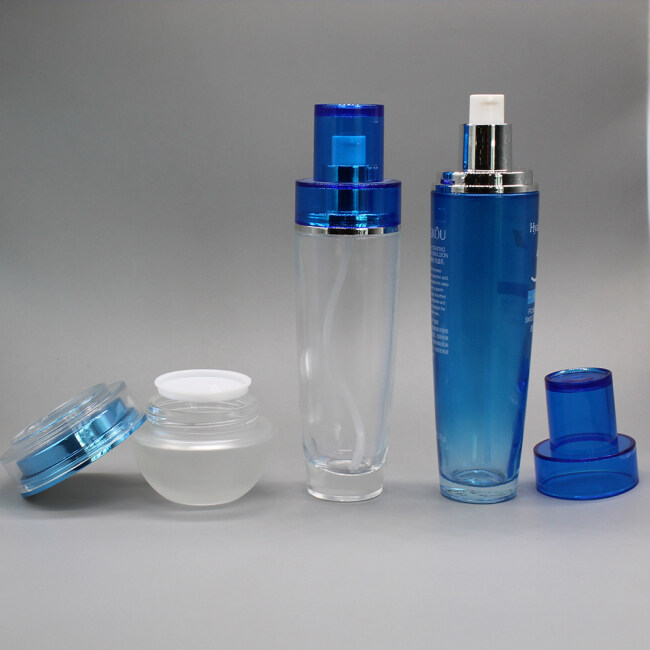 4oz Unique Glass Cosmetic Pump Bottle Morocco for Cosmetic