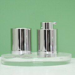 Duannypack luxury silver 50ml round rotary cosmetic Airless Pump Bottle custom