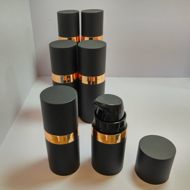 10ml Round Black Cosmetic Plastic Airless Pump Bottle for Skin Care