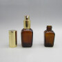Wholesale Amber Square Glass Cosmetic Lotion Pump Bottle for Cosmetics