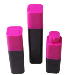 50ml Square Pink Cosmetic Acrylic Rotary Airless Pump Bottle with Black Top