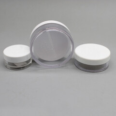 5g Plastic Clear Round Loose Powder Jar with Sifter 5g  with White Cap