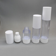 15ml Clear Airless Pump Bottle Packaging With Matt White Cap