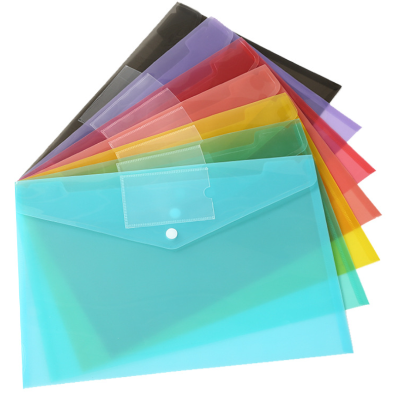 Candy Color A4 File Bag PP Snap Transparent File Pack