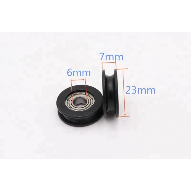 U groove nylon roller wheel 6.35*23.3*7mm R4zz Pulley wheel small pulleys for Sliding Door Wheels