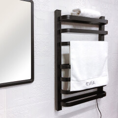 EVIA EV-140 Bathroom Black Towel Warmer Wall Mount Electric Heated Towel Rack