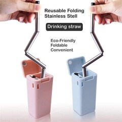 Collapsible Reusable Stainless Steel Drinking Straw Set