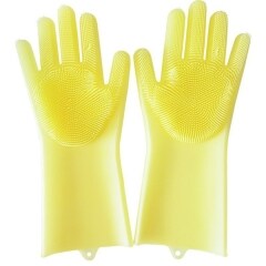 Silicone Dishwashing Cleaning Gloves with Brush Scrubber