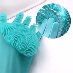 Silicone Dishwashing Gloves With Cleaning Brush Scrub