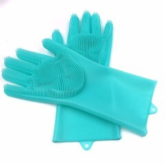 Silicone Dishwashing Gloves With Cleaning Brush Scrub