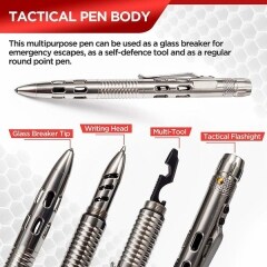 Self Defense EDC Tactical Pen W/ LED Flashlight & Knife