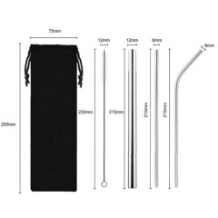 Reusable Stainless Straw 4 in 1 Set
