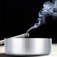 Round Stainless Steel Cigar Ashtray Tabletop