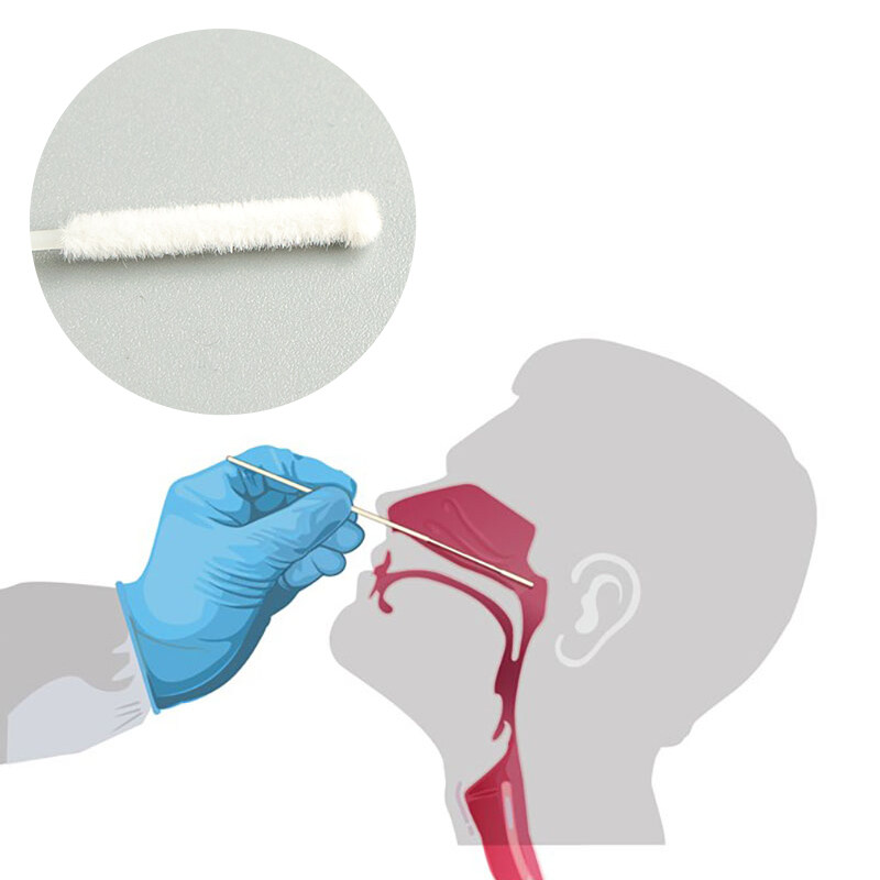 Disposable Sterile Specimen Collection Nylon Flocking Throat Oral Swabs Flocked Nasal Swab
