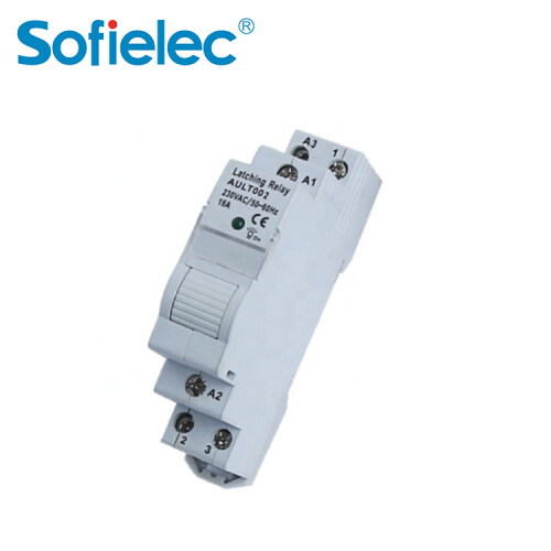 Latching DIN rail 35mm 230VAC electronic latch relay for loger mechanical and electrical life