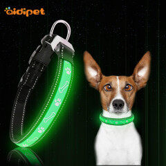 Attractive Design Christmas Led Light Up Dog Collar USB Many Times Using Glow Dog Collar at Night
