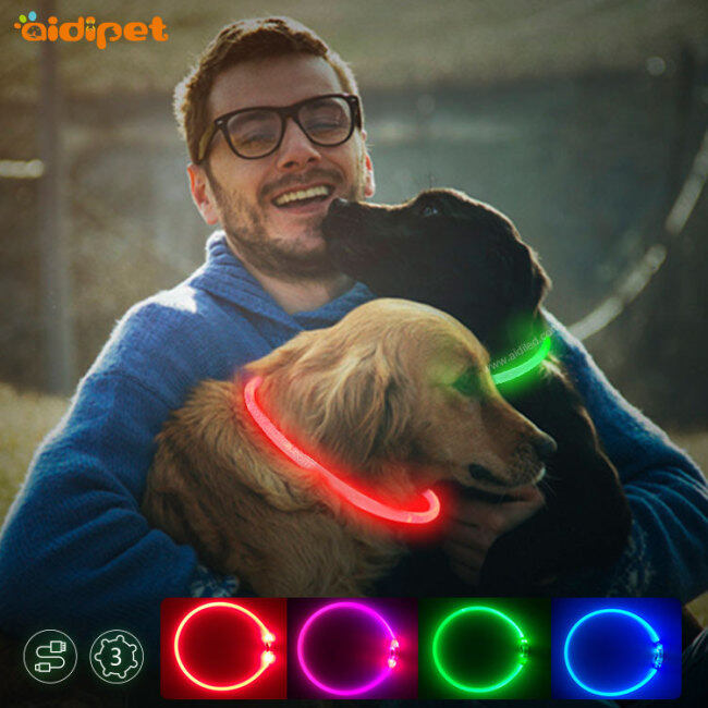2021 Collar de perro Led Collar de seguridad recargable USB Luz Elegante Collar de perro luminoso Amazon TPU