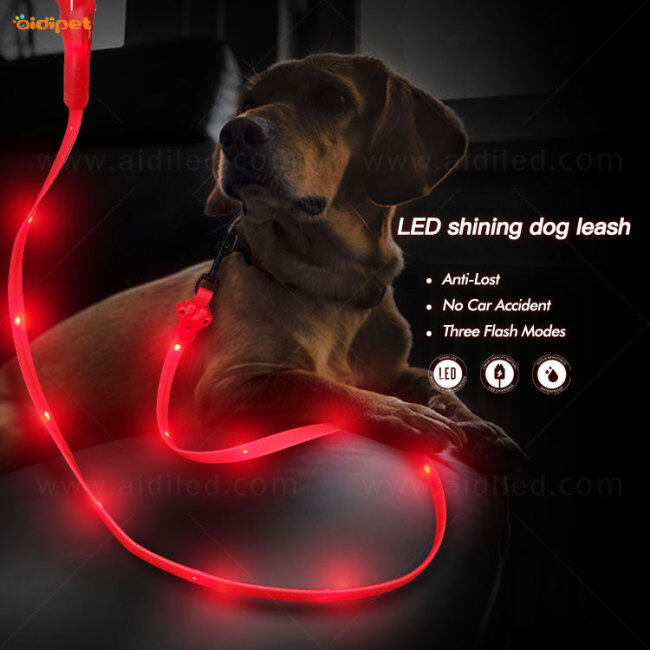 Новое поступление, оптовая продажа, освещающая прогулочная ночная светящаяся USB-перезаряжаемая светодиодная поводка для собак