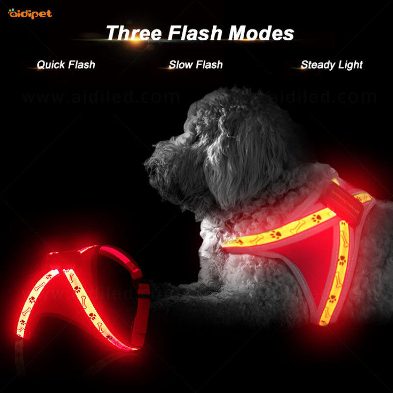 Led Dog Rechargeable Outdoor Safety Harness  Custom Flashing Pet Harness Vest Manufacturer
