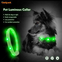 Collar de perro con luz LED impermeable recargable USB en oscuro Collar de silicona ecológica para perros
