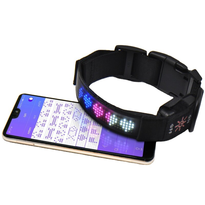 TPU Led Smart Dog Collars USB Rechargeable Display Texting Mode Attractive Flashing Dog Collar