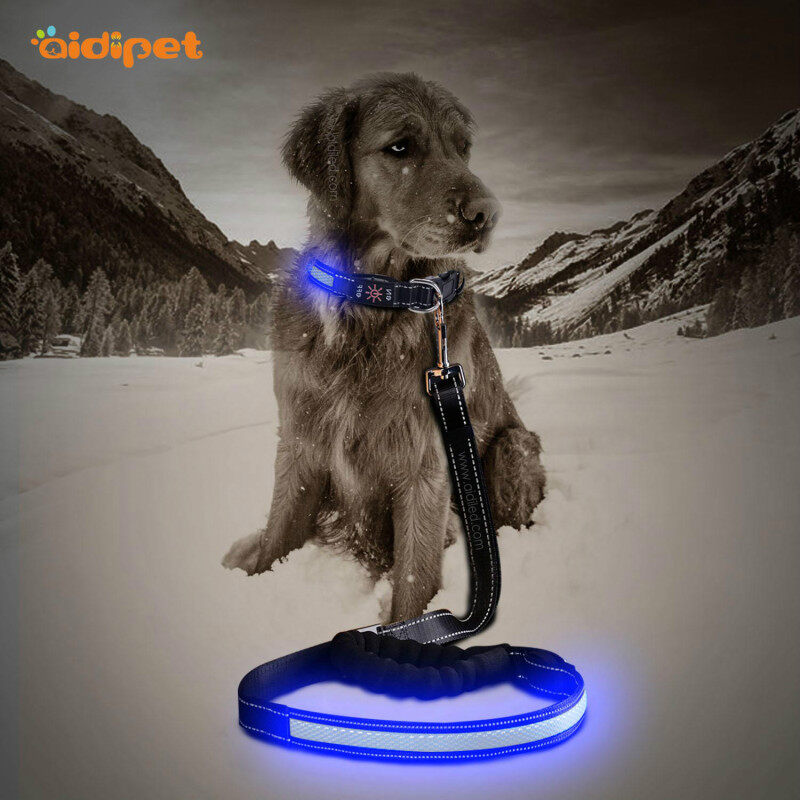 Lighted Adjustable Led Dog Leash Custom Logo Acceptable Wholesale Amazon Selling  Flashing Light up Dog Lead