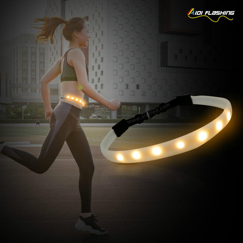 Led Flashing Light up Waist Belt RGB Led Light Luminous Sport Running Belt for Night Safety