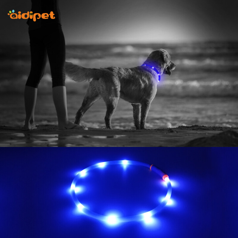 Waterproof Outside Led Dog Collar Necklace Luminous Light up Dog Led Light Collar with USB Flashing Led Collar Pet