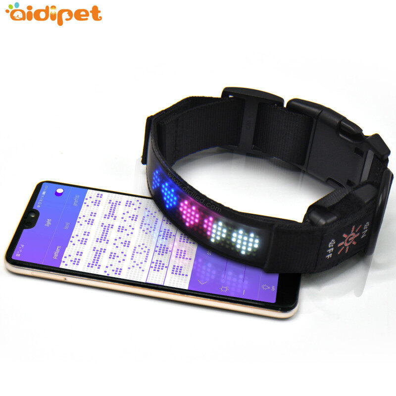 Factory Best Selling Products Safety Collar Usb Led Flashing Leather Print Dog Collar