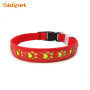 Hollow Paw Pattern Led Flashing Dog Collar PU leather Rechargeable Pet Collar LED