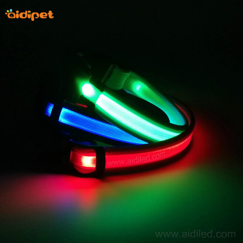 Solid Color Fashion China Flashing Led Dog Collar USB Rechargeable Waterproof Dog Safety Pet Collar Led