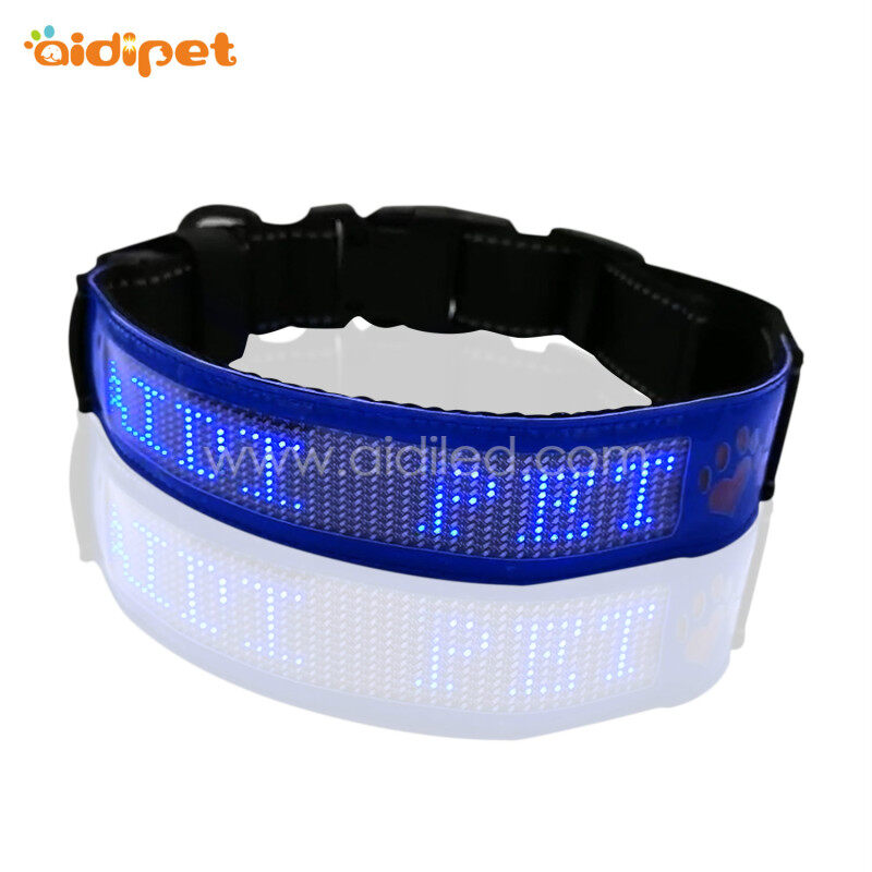 APP Control Led Led GLOWING Dog Collar PU Leather USB Rechargeable Display Dog Collar