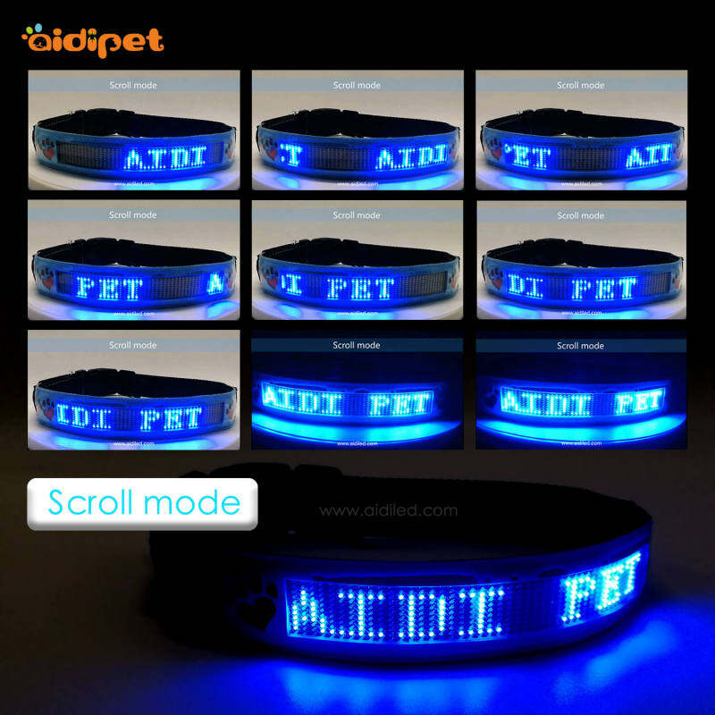 Luxury APP Control Blue Tooth Dog Collar Led with USB Battery DIY Texting Anti-lost Rechargeable Dog Collar