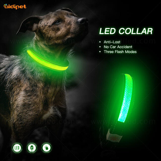 LED Lights Dog Pets Collars Adjustable Nylon Glow In Night Pet Dog Collar Light Luminous Pet Collar
