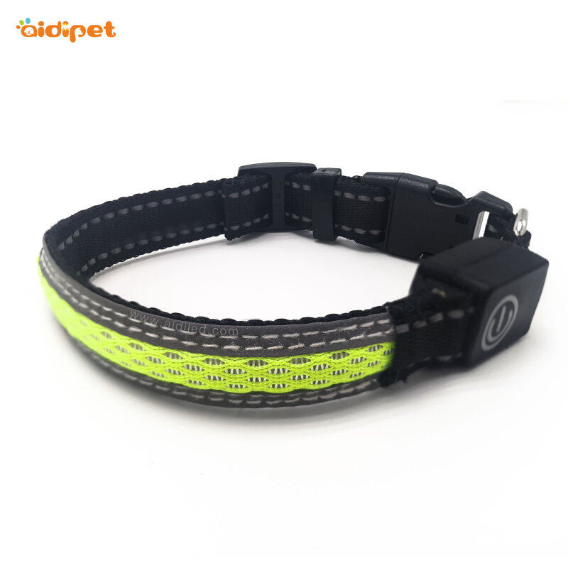 AIDI Flashing Puppy Collars for Small Dogs Luminous Nylon Led Dog Collar Rechargeable Safety Night Led Collar Cat