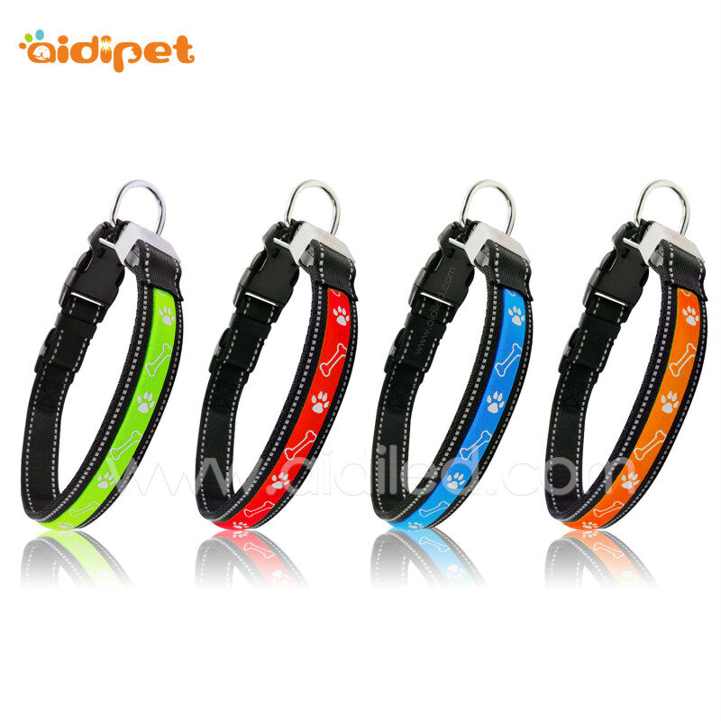 Plain Custom Wholesale Pet Collar Light Tactical Dog Collar Leash Flashing Glow USB Pet Dog Collar Luxury